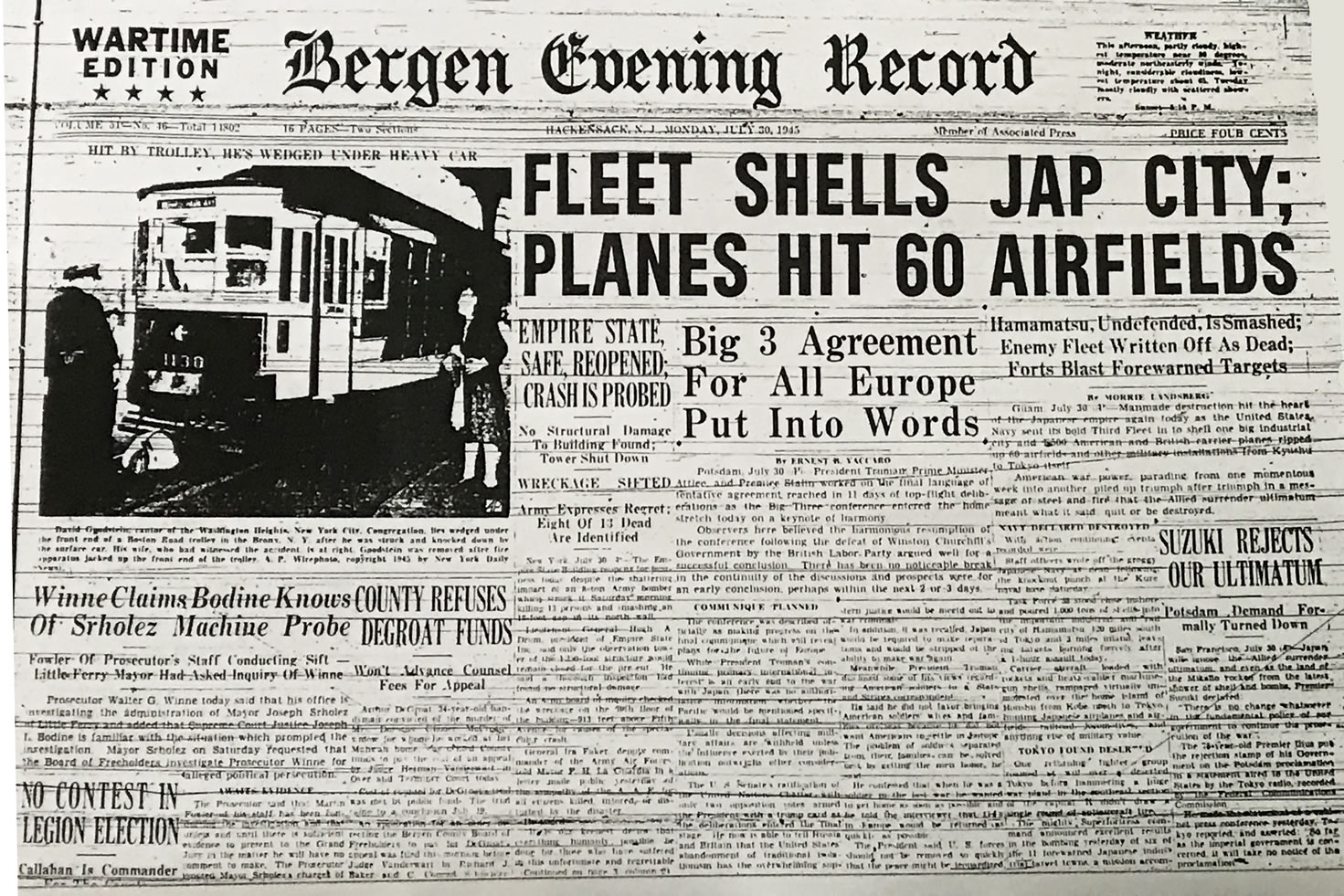 July 30 1945 Front Page